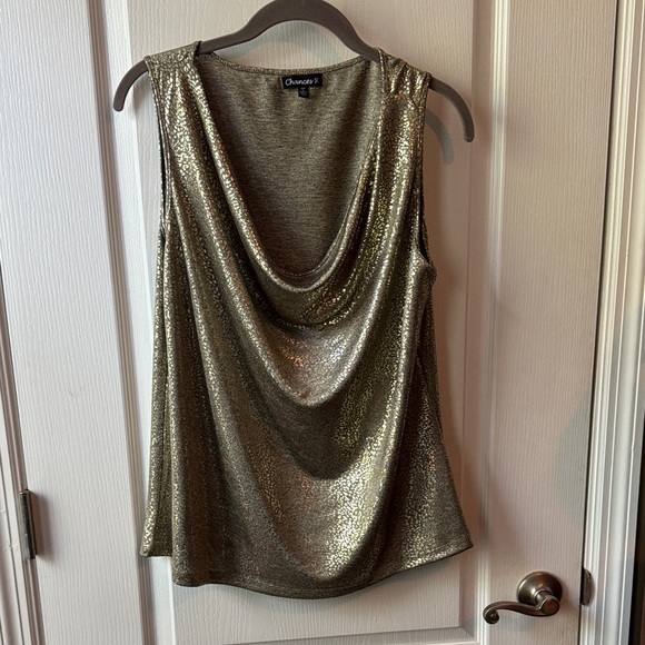 Chances R Metallic Gold Tank Top with Cowl Neck - Picture 1 of 5